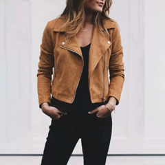 Magdalena | Cropped Jacke mit Kragen in Khaki
