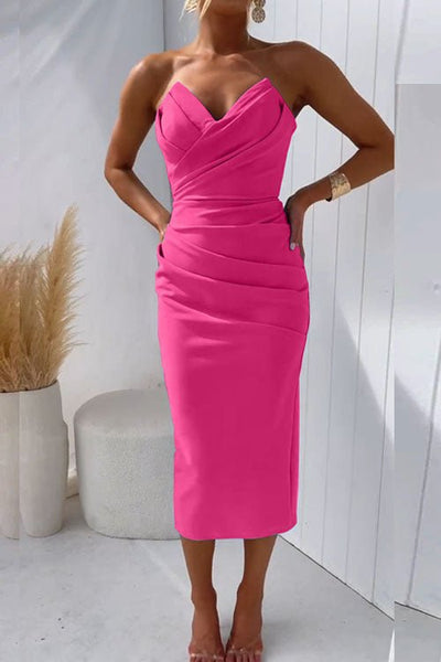 Grazia™ – Damen Cocktailkleid Trägerlos mit Verführerischem Rückenschlitz