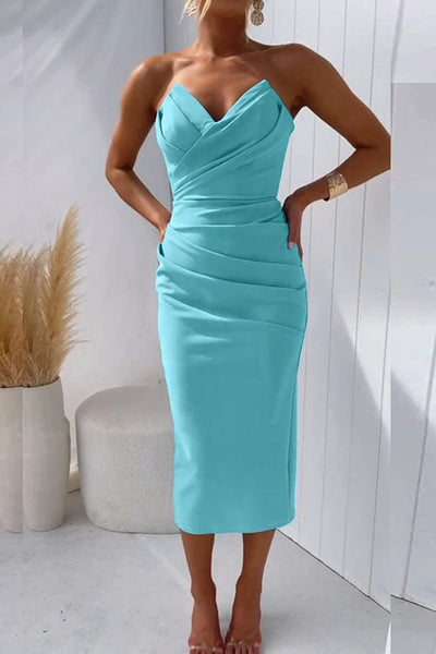 Grazia™ – Damen Cocktailkleid Trägerlos mit Verführerischem Rückenschlitz