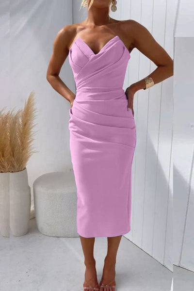 Grazia™ – Damen Cocktailkleid Trägerlos mit Verführerischem Rückenschlitz