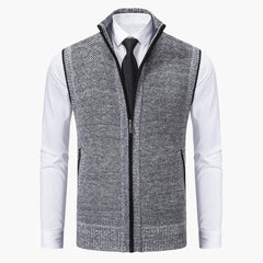 Magnus | Herren Ärmelloser Strickpullover mit Reißverschluss in Grau