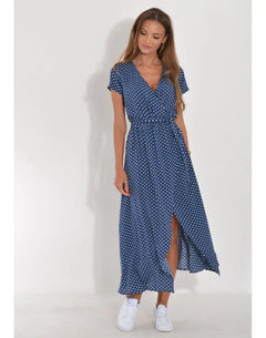 Zayvia - Figurformendes Soft-Touch-Kleid mit V-Ausschnitt in Blau