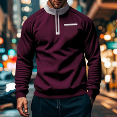 Herren Quarter-Zip Pullover Top in Rot