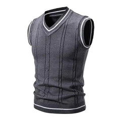 Warme Herren Pullover Weste in Dunkelgrau