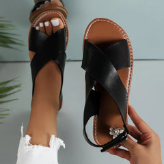 Nadine® | Damen Ledersandalen mit Schnalle in Schwarz