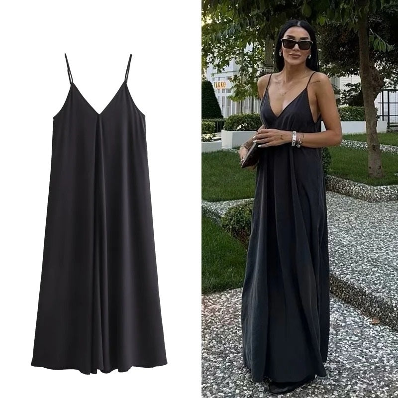 Sexy rückenfreies Slip-Maxi-Kleid