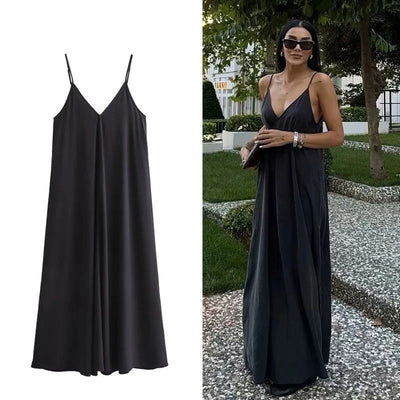 Sexy rückenfreies Slip-Maxi-Kleid