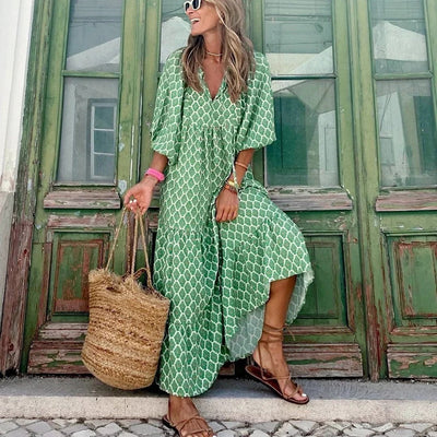 Boho-Kleid mit Puffärmeln