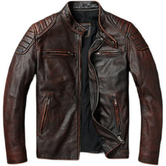 Rainer® | Vintage-Lederjacke in Dunkelbraun