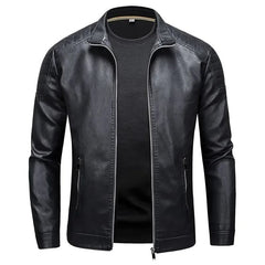 Armin® | Stehkragen Lederjacke in Schwarz