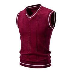 Warme Herren Pullover Weste in Weinrot