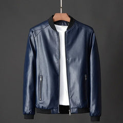 Bruno® | Leder Bikerjacke in Blau