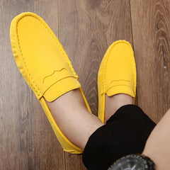 Walter - Rutschfeste Wildleder-Halbschuhe in Gelb