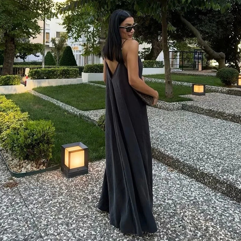 Sexy rückenfreies Slip-Maxi-Kleid