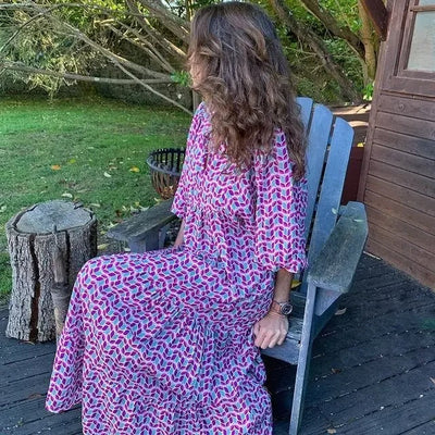 Boho-Kleid mit Puffärmeln