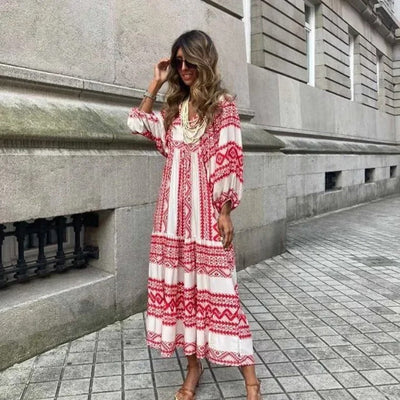 Boho-Kleid mit Puffärmeln