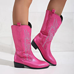 Weiche Western-Cowboystiefel für Damen | Bequem in Rosa