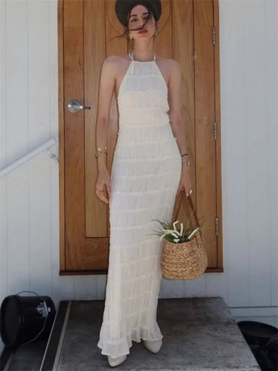MONIQUE - Elegantes Halter-Maxikleid mit offenem Rücken