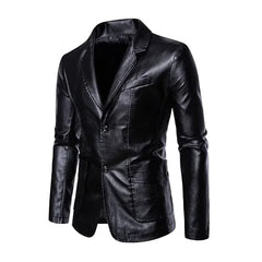 Thaddäus® | Business Casual Lederjacke in Schwarz