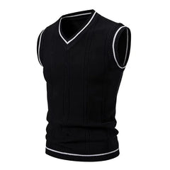 Warme Herren Pullover Weste in Schwarz