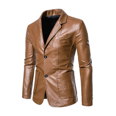 Thaddäus® | Business Casual Lederjacke in Khaki