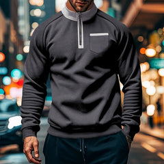 Herren Quarter-Zip Pullover Top in Dunkelgrau