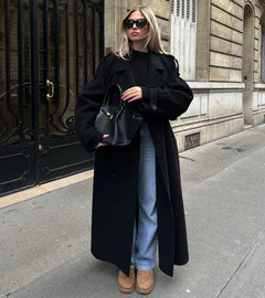 Marlene™ | Oversized-Mantel aus Wollmischung in Black