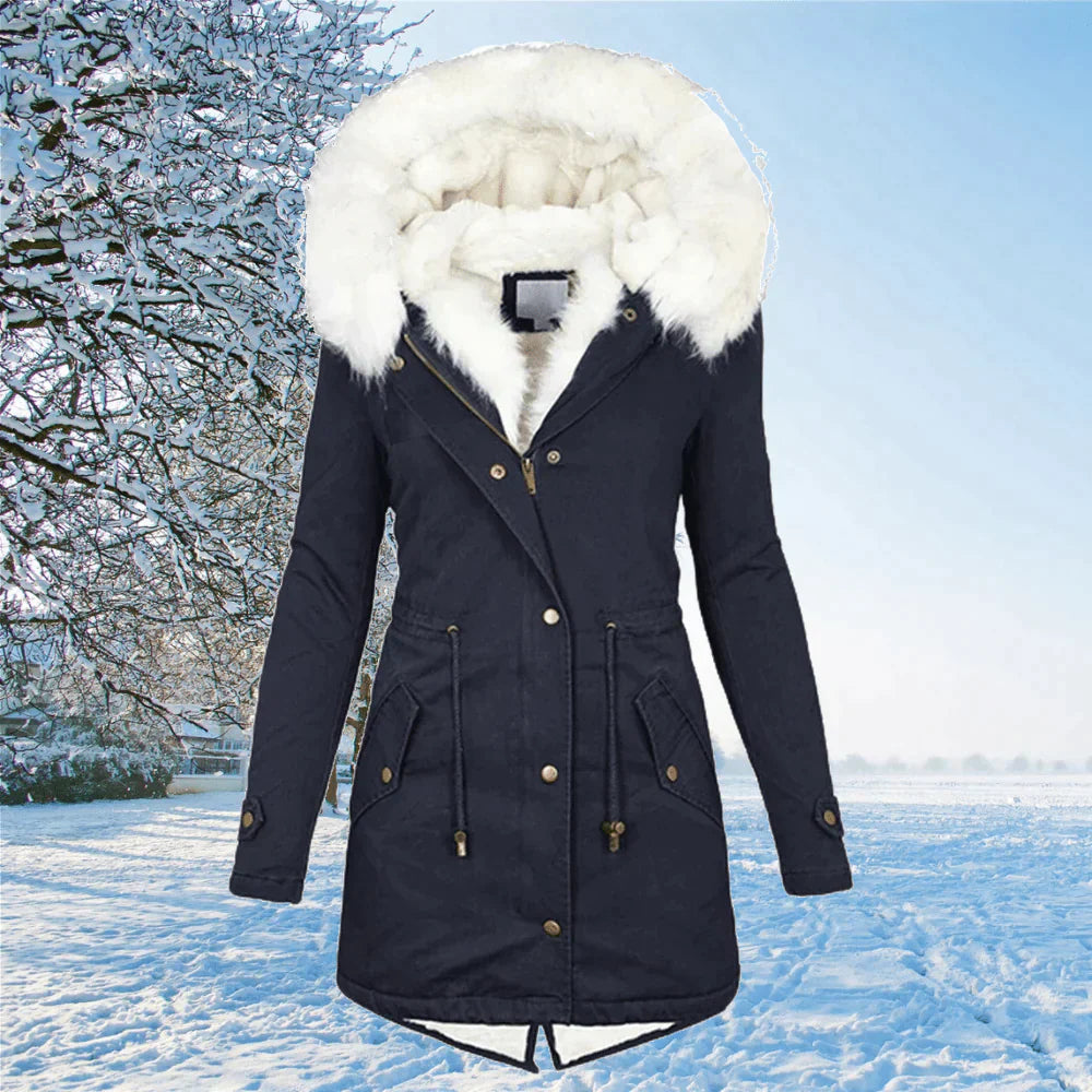 Toya - Der neue Parka Jacke mit Kapuze und Fellfutter in Übergröße