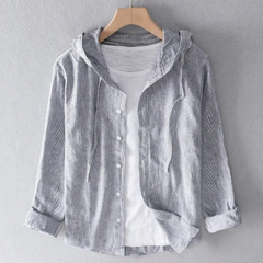 Malia | Lockere Leinenbluse mit Kapuze in Grau
