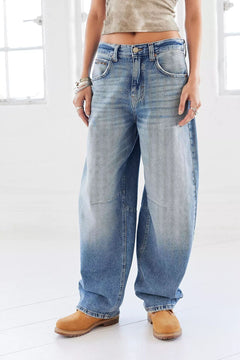 Malin | Lässige Tiefsitzende Baggy Jeans in Blau