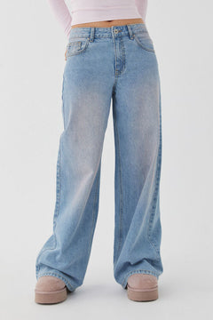 Malin | Weite Schlagjeans in Lagunenblau
