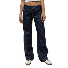Malin | Weite Schlagjeans in Blau-Schwarz