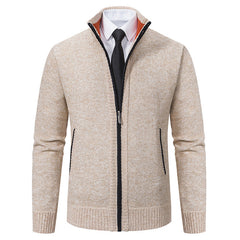 Malte | Herren Thermo Strickjacke mit Stehkragen in 6601 Beige