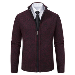 Malte | Herren Thermo Strickjacke mit Stehkragen in 6601 Bordeauxrot