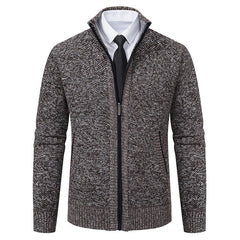 Malte | Herren Thermo Strickjacke mit Stehkragen in 6601 Kaffeebraun