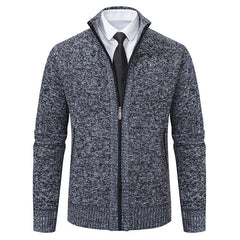 Malte | Herren Thermo Strickjacke mit Stehkragen in 6601 Dunkelgrau