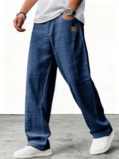 Marei | Elegante Atmungsaktive Leinenhose in Marineblau