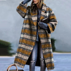 Marlene | Damen Lang Oversize Wollmantel in Gelb