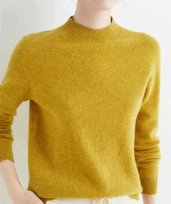Marlene | Damen Weicher Stehkragen Kashmirpullover in Gelb