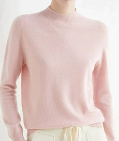 Marlene | Damen Weicher Stehkragen Kashmirpullover in Rosa