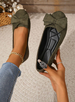 Marlotta | Damen Ballerinas mit Schleife in Dunkelgrün