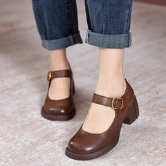 Mila® | Agnes Leder Mary Janes in Braun