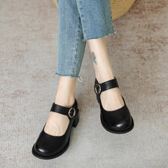 Mila® | Agnes Leder Mary Janes in Schwarz