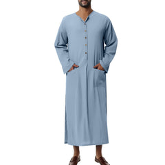 Mateo | Herren Luftiges Leinen Thobe Jubba in Hellblau