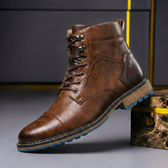 Mateo | Herren Zweifarbige Leder Stiefel in Doppelbraun