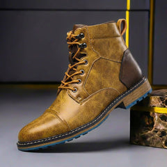 Mateo | Herren Zweifarbige Leder Stiefel in Khakibraun