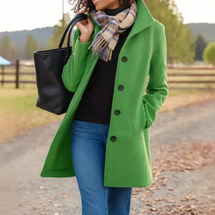 Mathilda | Langer Trenchcoat mit Knopfleiste in Grün