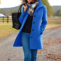 Mathilda | Langer Trenchcoat mit Knopfleiste in Blau