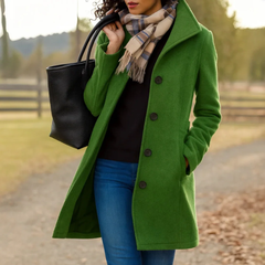 Mathilda | Langer Trenchcoat mit Knopfleiste in Moosgrün