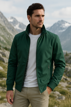 Mats | Herren leichte Reißverschlussjacke Stehkragen in Grün